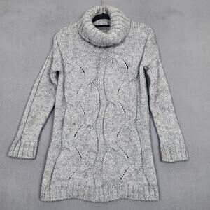 Elsamanda Sweater Tunic Womens Medium Gray Alpaca Cowl Neck Pullover Made Italy